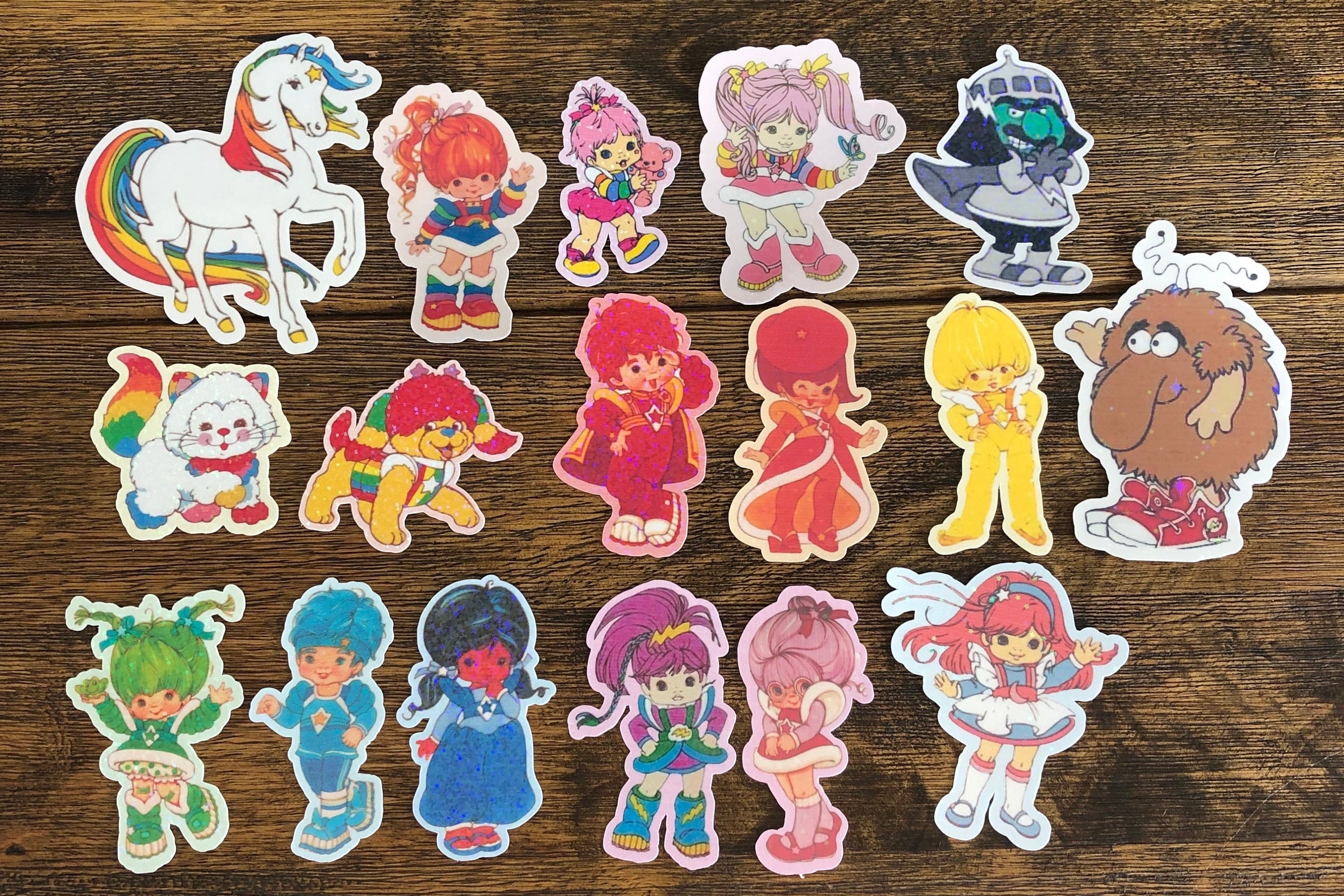 Vintage Style Holographic Rainbow Girl & Friends Stickers! *YOU CHOOSE CHARACTER*
