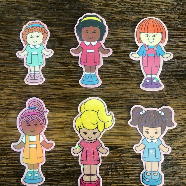 6 Pack~Large Holographic Rainbow Polly Pocket Inspired Stickers!