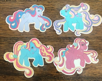 4 Pack Holographic Princess Brush & Grow Pony Sticker Pack~MLP inspired~