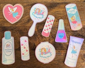 9 Pack Holographic Vintage 90’s Tinkerbell Cosmetics Sticker Pack~