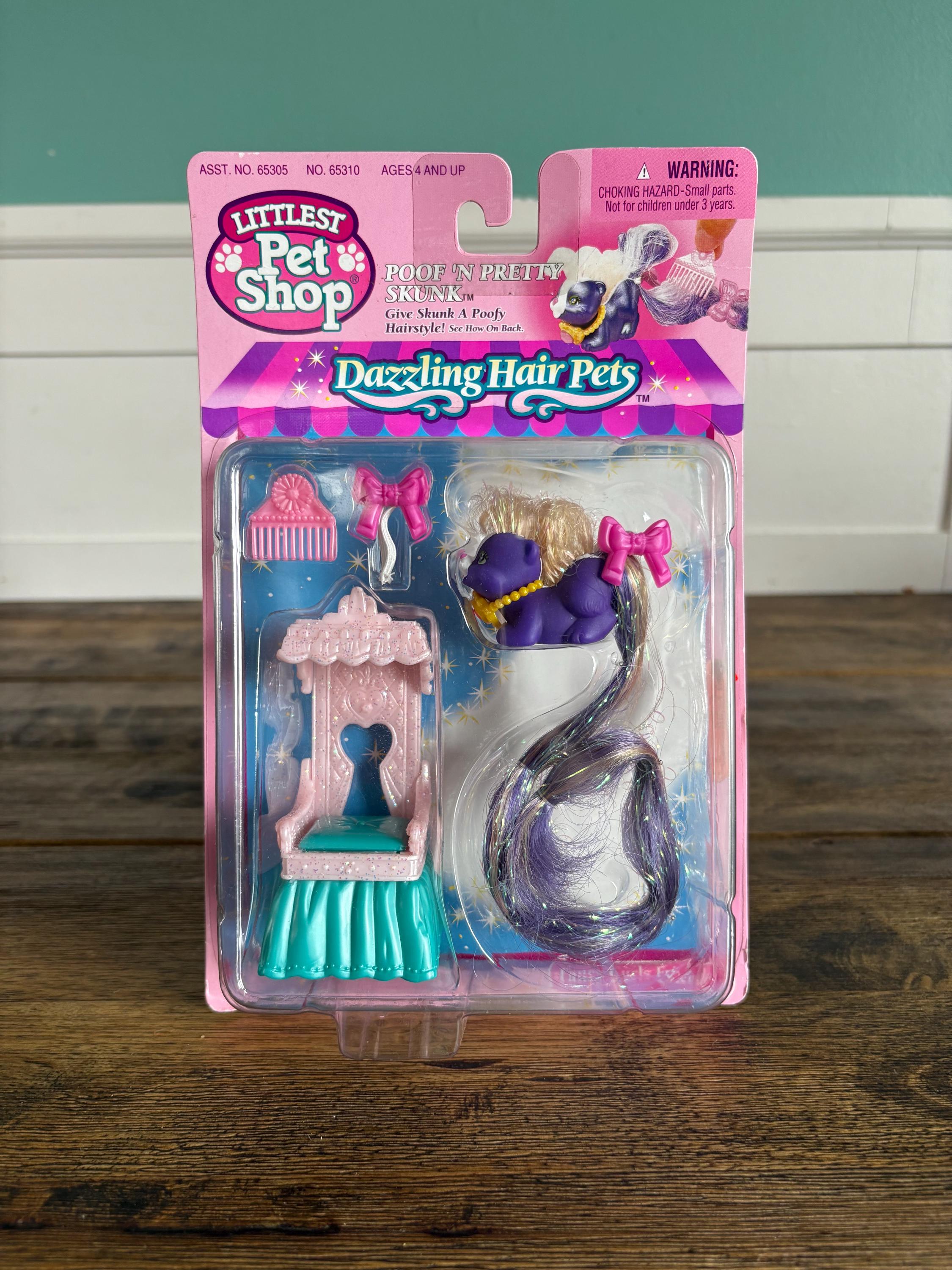 Vintage 1993 Kenner Littlest Pet Shop Dazzling Hair Pets “poof N