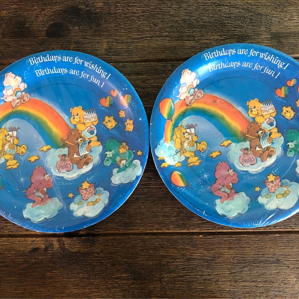 2 sets of 8 Vintage 80’s American Greetings Care Bears Birthday Plates! *MIP-RARE-HTF*