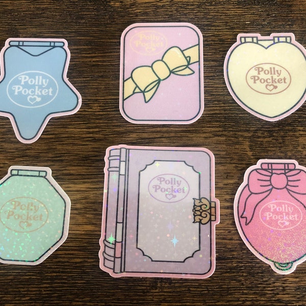 6 Pack~Large Holographic Polly Pocket Inspired Stickers!