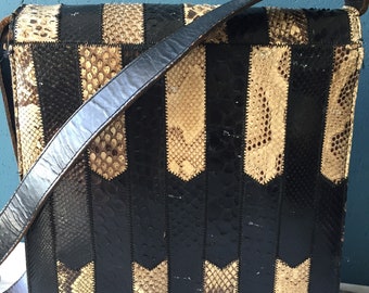 Snakeskin 1940s leather shoulder bag