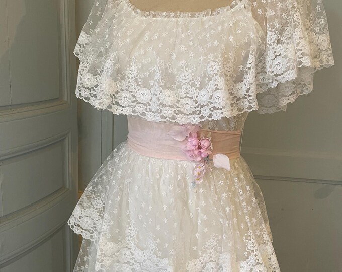 French Style Beaded Lace Shirt Dress