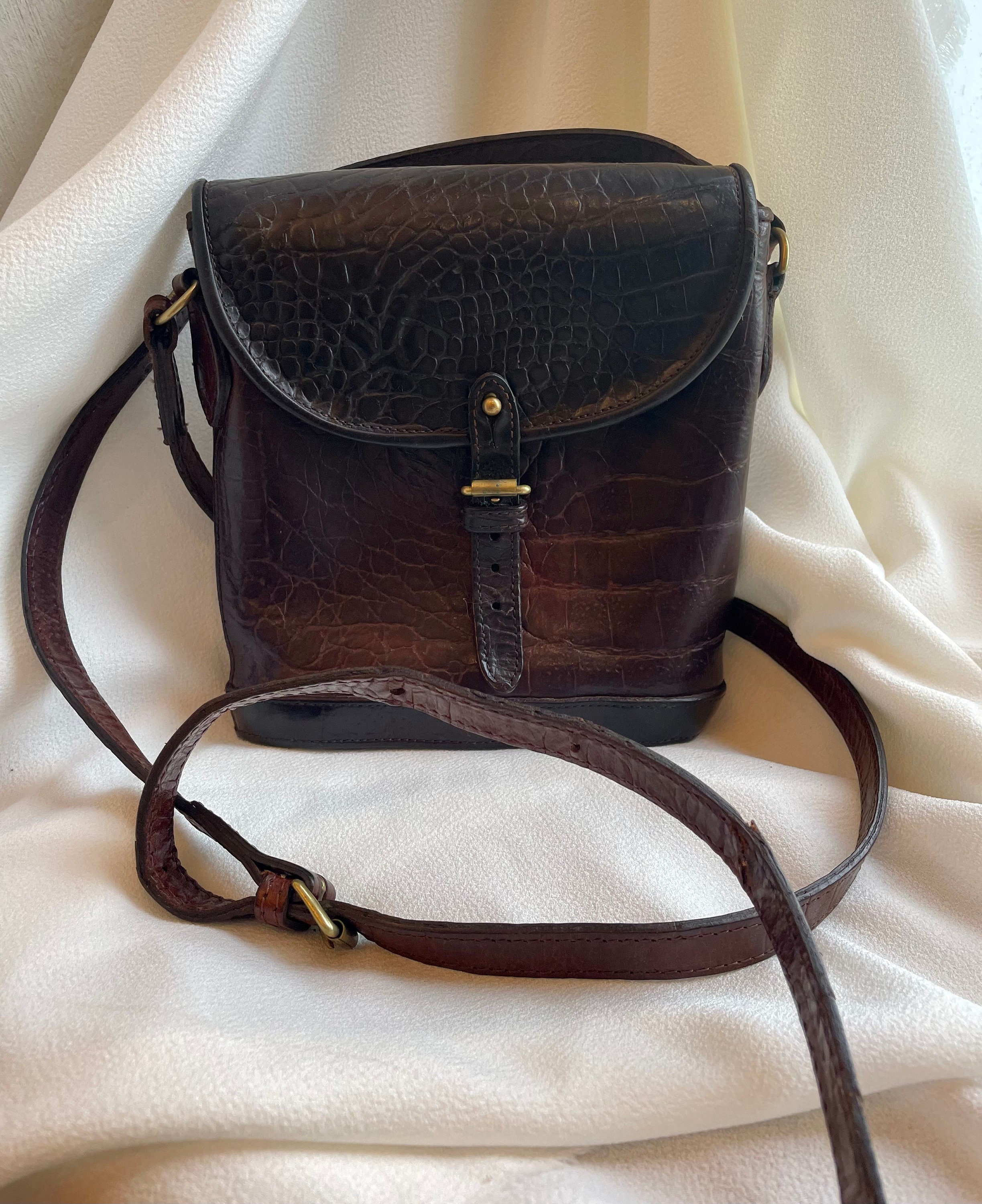 Authentic Vintage Mulberry Crossbody Bag Black Brown Pebbled Leather Purse