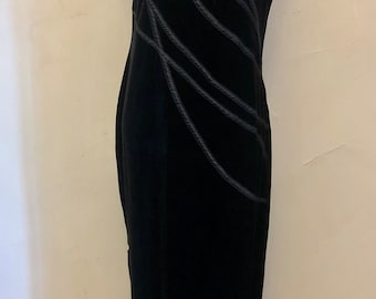 French vintage black velvet dress