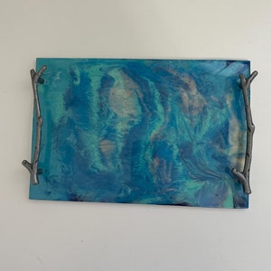Decorative tray, Serving tray, perfume tray, epoxy art