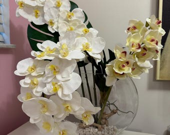 White Orchid Arrangement, real touch orchids