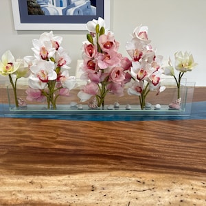 Centerpiece, orchids, orchid arrangement, faux flowers, Real touch orchids, white orchids
