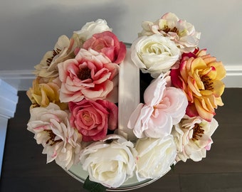 Roses, floral arrangement, rose centerpiece, real touch roses