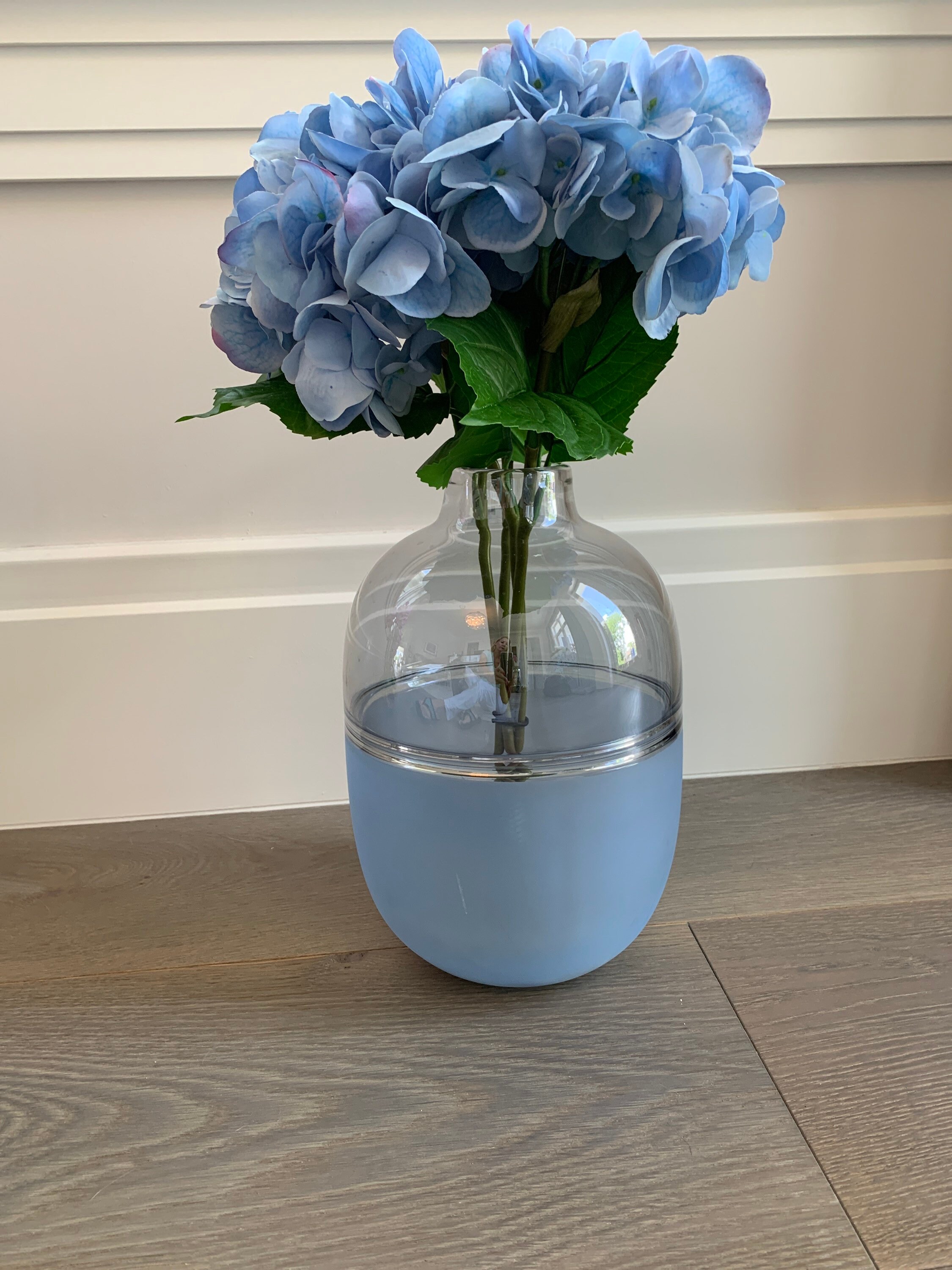 Blue real Touch hydrangeas hydrangeas in glass vase floral | Etsy
