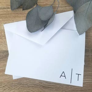 Available in bulk! Modern personalized stationary with initials Minimalist cards