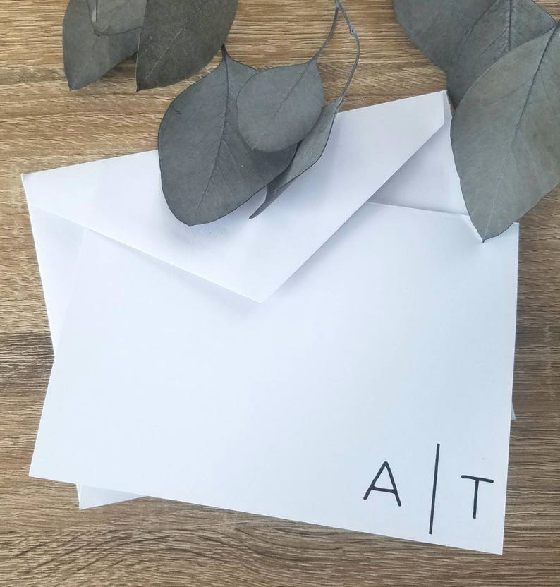 Available in bulk! Modern personalized stationary with initials Minimalist cards