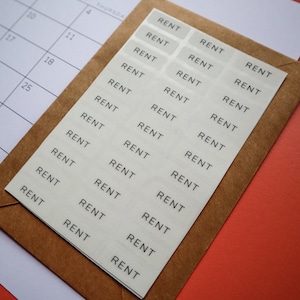 Rent planner stickers, 66 minimalist clear matte stickers in modern font