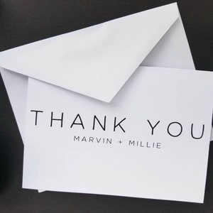 Modern thank you cards- Modern personalized stationery- Minimalist cards with your name on it in white cardstock- Available in bulk!