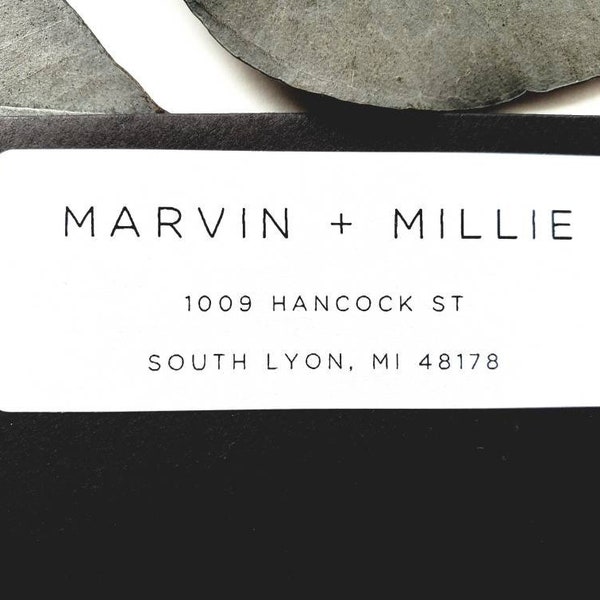Custom minimalist return address labels with modern minimalist text
