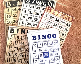 10 Assorted Vintage BINGO Cards for Junk Journal, Altered Art, Mixed Media, Scrapbooking and Crafting, Bingo Card Lot