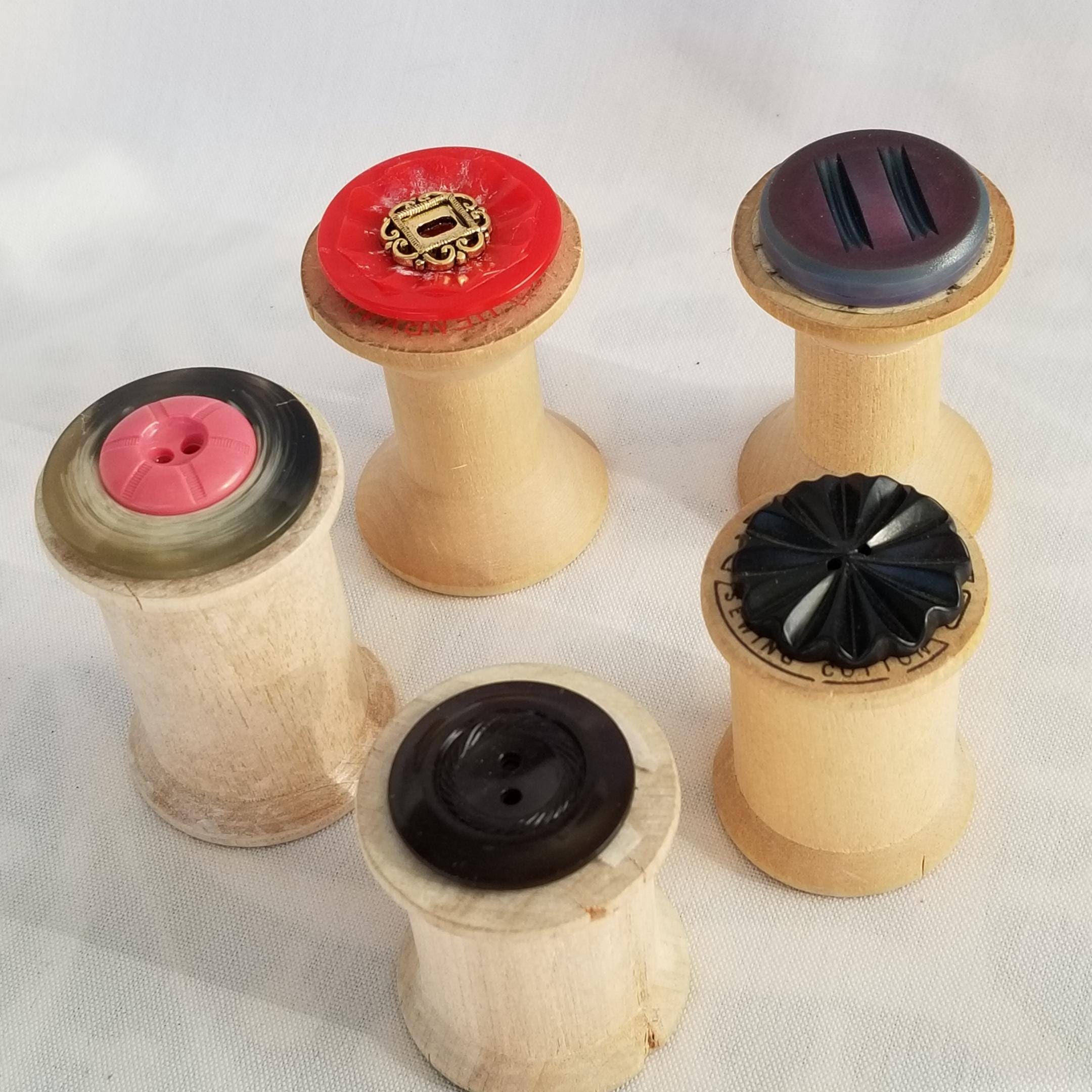 Wood Thread Spool Craft Stamps, Button Stamps, Fabric Stamps, Scrapbooking, Journaling, Handmade Set of 5, Fun for Kids Craft,
