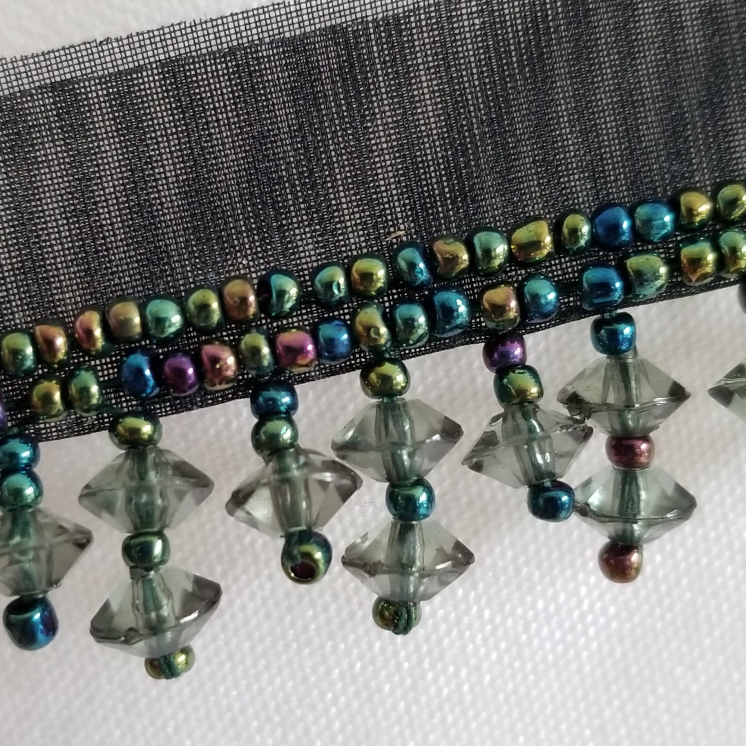 Vintage Fringe Trim Spruce Green Bead Apparel Fringe Trim 4 Etsy