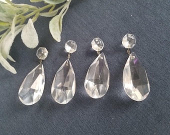 Teardrop Crystal Prisms: Faceted Chandelier Pendants (Set of 4)