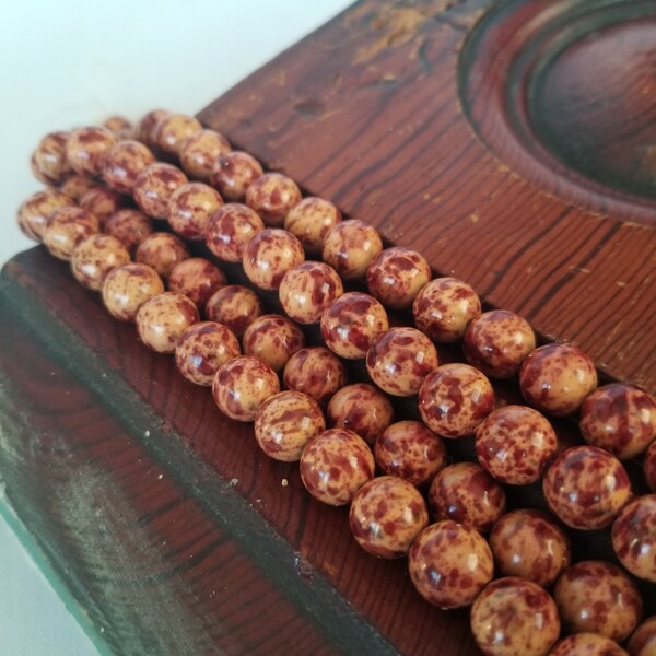 Brown & Tan Speckled Marbled  Beads 10mm Ceramic 100pcs,