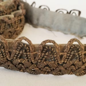 Brown Braid n Bead Vintage Upholstery Trim, Lamp Shade Banding Trim, 2pcs, 36 1/2&quot;, 27&quot;