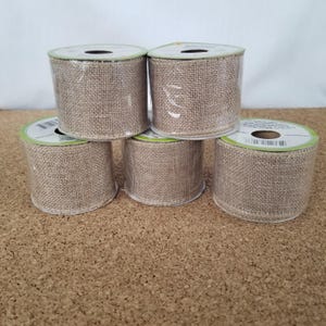 45ft Burlap Lace Stiff Fabric 5 Rolls for Scrapbooking Gift Bows Wreaths Decorating Burlap
