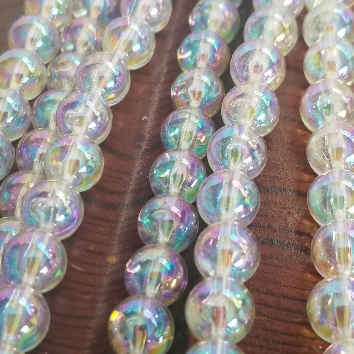 26 Czech Aurora Borealis Glass Beads 8mm Smooth Round | Etsy