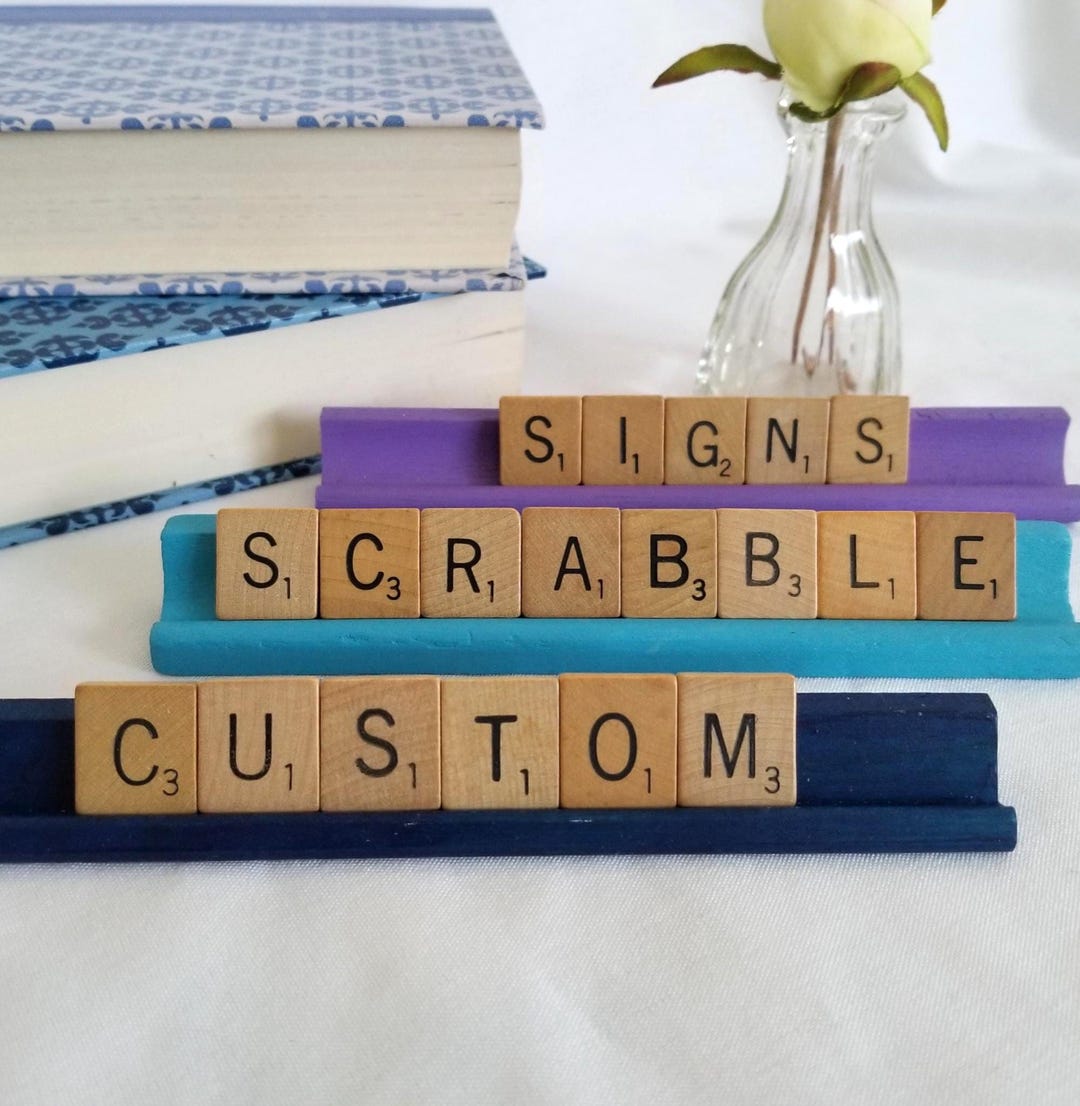 Scrabble Pin Customized Scrabble Word Signs, Shelf Sitter Desk Decor, Personalized ...