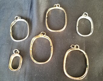 Vintage Brass Cabochon Settings, Assorted Mounts, Pendant Frames, Bezels, Handmade Cabochon Settings,