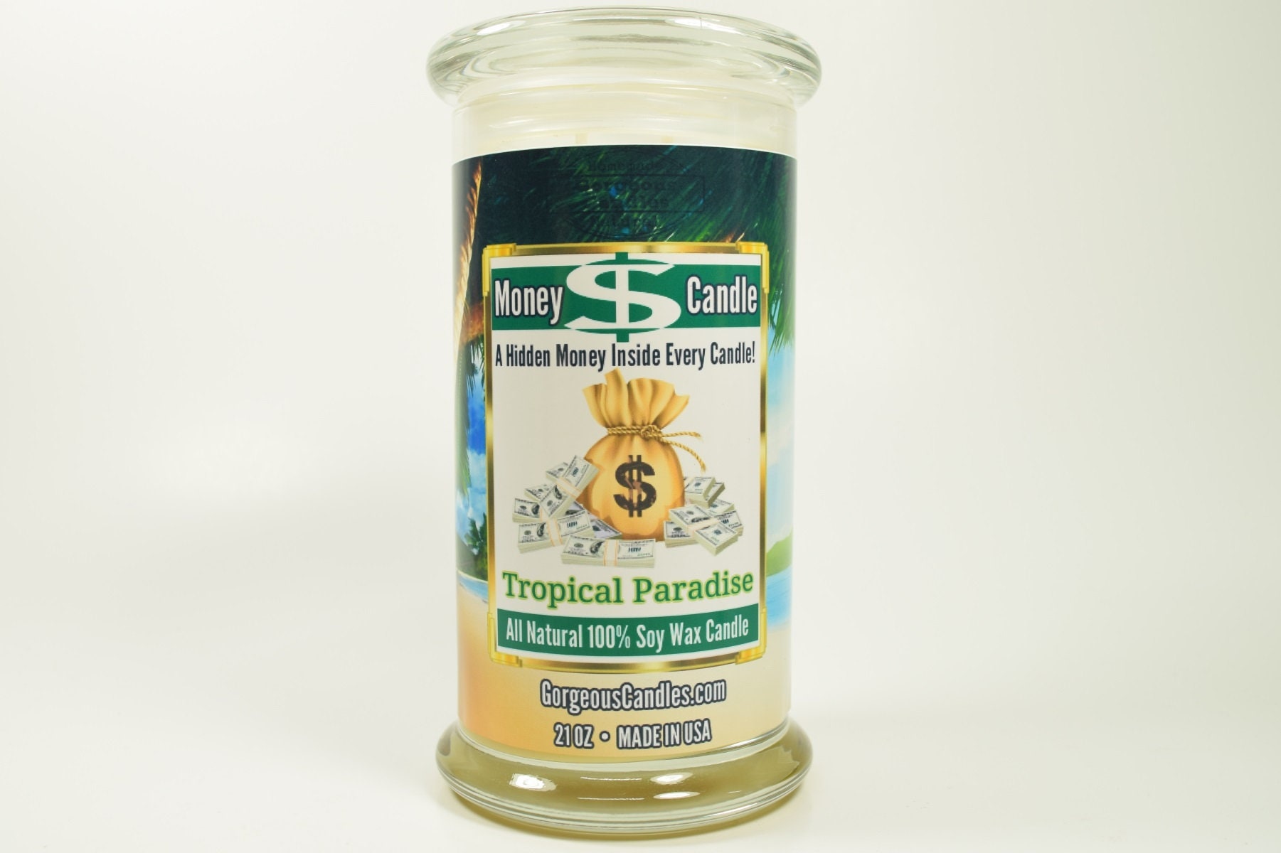 Tropical Paradise Money Candle Real Cash Candle Real Money Etsy