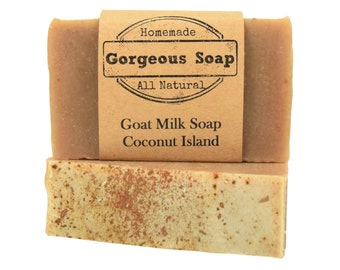 Coconut Island Goat Milk Soap - All Natural Soap, Handmade Soap, Homemade Soap, Handcrafted Soap, Goat Milk Soap Bar Handmade, Coconut Soap