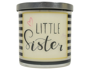 Little Sister Candle - Natural Soy Candle, 12 oz Glass Soy Candle, Sister Christmas Gift, Scented Candles Homemade, Sister Gifts