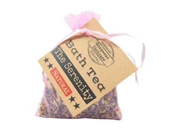 Serenity Herbal Bath Tea Bag - Tub Tea, Floral Bath Soak, Relaxation Body Soak Flowers, Lavender, Bergamot, Chamomile, Jasmine, Epsom Salt