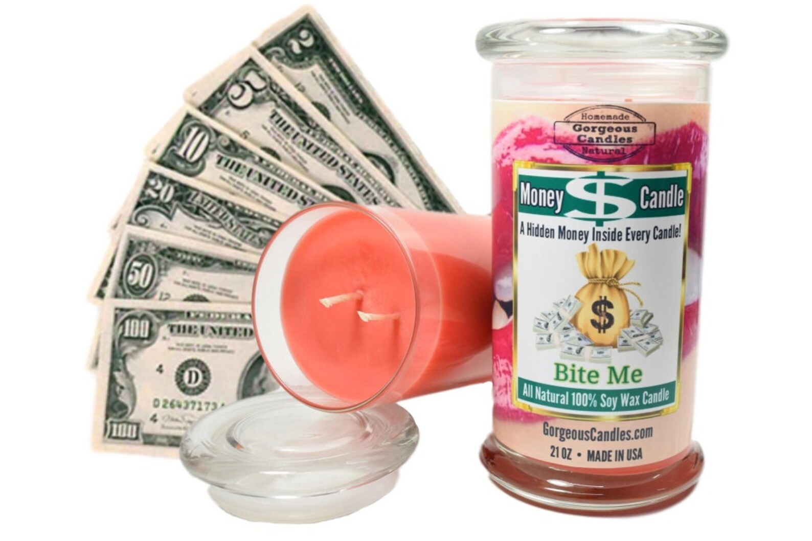 Bite Me Money Candle Real Cash Candle Real Money Candle Etsy