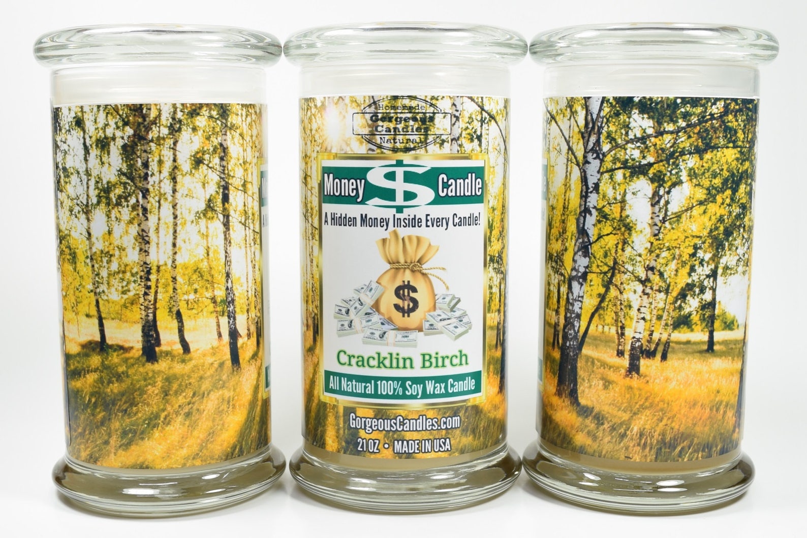 Cracklin Birch Money Candle Real Cash Candle Real Money Etsy