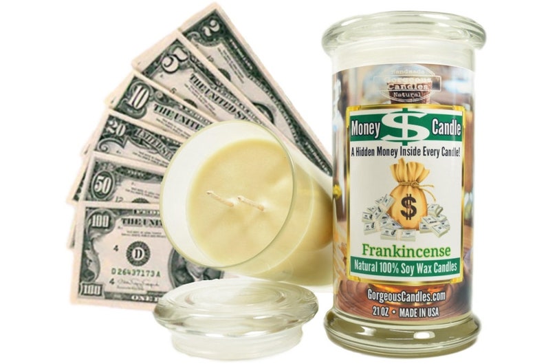 Frankincense Money Candle Real Cash Candle Real Money Etsy