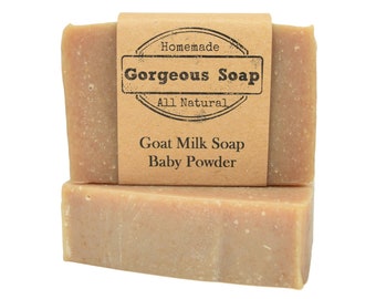 Baby Powder Goat Milk Soap Bar - All Natural Soap, Handmade Soap, Homemade Soap, Handcrafted Soap, Soap For Babies, Baby Soap Bar