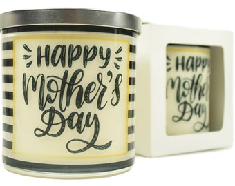 Happy Mother's Day Candle - Natural Soy Candle, 12 oz Glass Soy Candle, Gift Idea, Message Candle, Handmade Candles, Mother's Day Candle