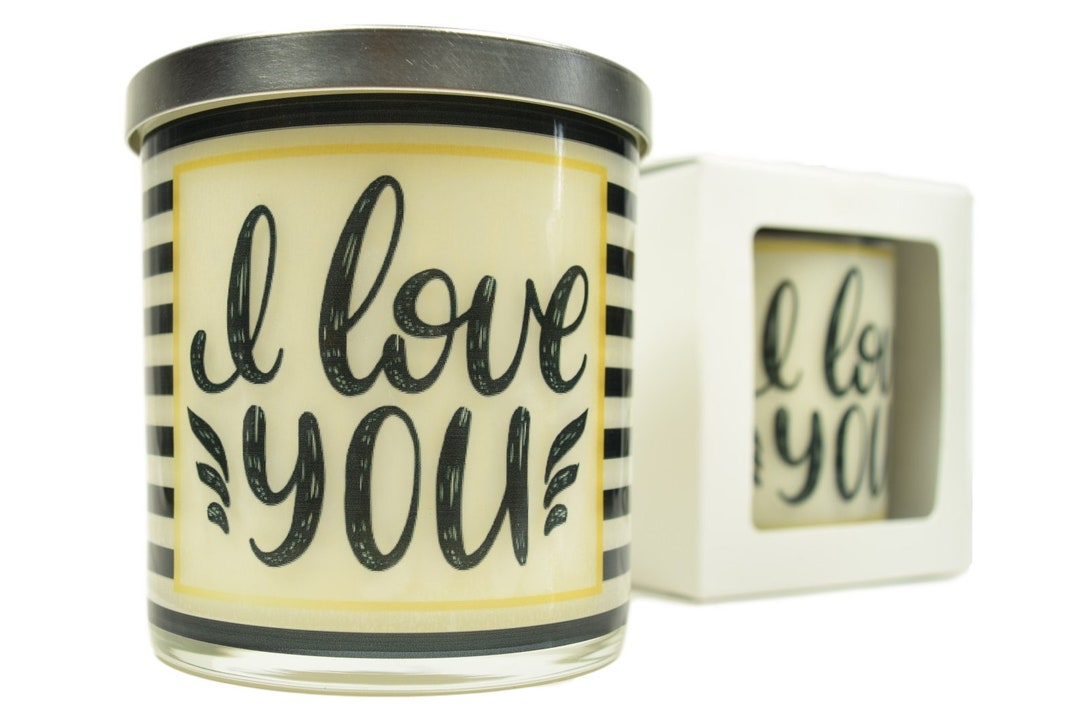I Love You Candle Natural Soy Candle, 12 Oz Glass Candle, Love You Gift Idea, Message Candle