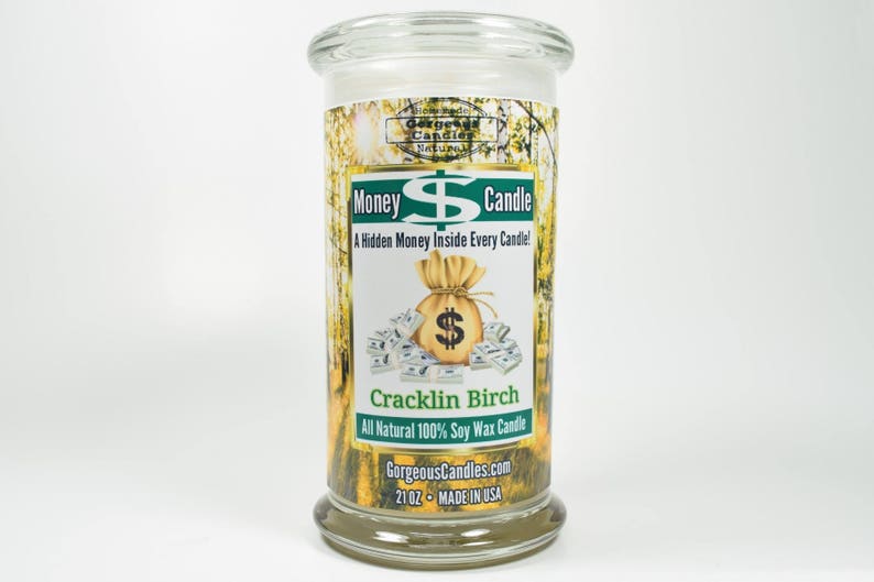 Cracklin Birch Money Candle Real Cash Candle Real Money Etsy