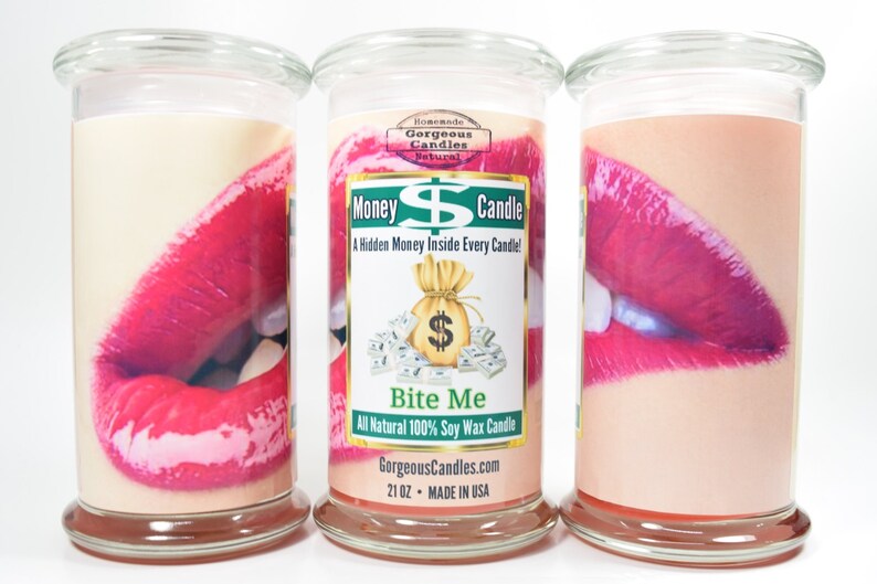 Bite Me Money Candle Real Cash Candle Real Money Candle Etsy