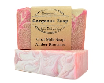 Amber Romance Goat Milk Soap - All Natural Soap, Handmade Soap, Homemade Soap, Handcrafted Soap, Goat Milk Soap Bar Handmade, Amber Soap Bar