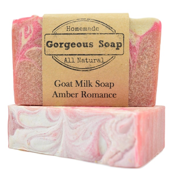 Amber Romance Goat Milk Soap - All Natural Soap, Handmade Soap, Homemade Soap, Handcrafted Soap, Goat Milk Soap Bar Handmade, Amber Soap Bar