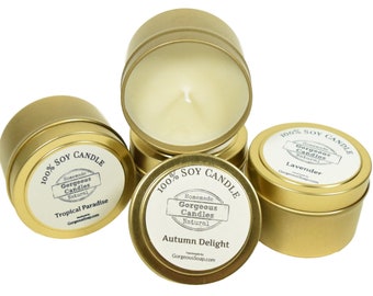 Natural Soy Candles - 4 oz Soy Candle Tin, Hand Poured Soy Candles, Scented Soy Candles Handmade, Aromatherapy Candles, Tin Candle Gift Idea