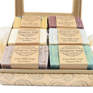 Gift Box Set Goat Milk Soap Gift Basket, Goats Milk Soap Sets, Goat Milk Soaps Gift Baskets, Gift For Women, Her, Mom, Girlfriend, Wedding