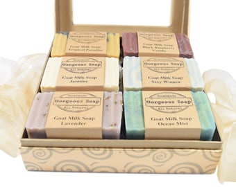 Gift Box Set Goat Milk Soap Gift Basket, Goats Milk Soap Sets, Goat Milk Soaps Gift Baskets, Gift For Women, Her, Mom, Girlfriend, Wedding