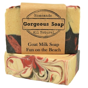 Fun On The Beach Goat Milk Soap - Natural Soap, Handmade Soap, Homemade Soap, Handcrafted Soap, Goat Milk Soap Bar Handmade, Beach Soap Bar