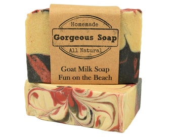 Fun On The Beach Goat Milk Soap - Natural Soap, Handmade Soap, Homemade Soap, Handcrafted Soap, Goat Milk Soap Bar Handmade, Beach Soap Bar